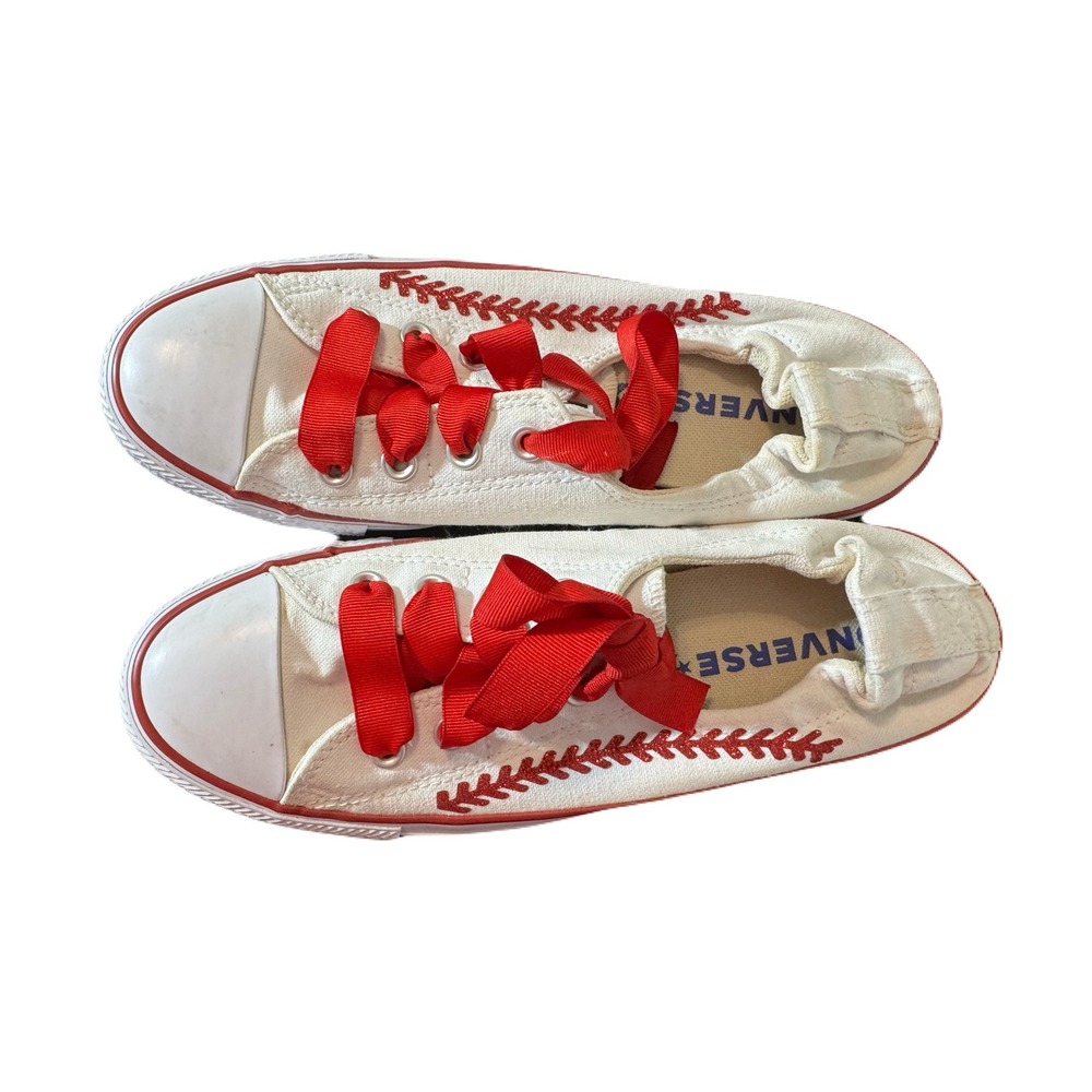 Converse All Star Shoreline Baseball White Red Ribbon Lace Sneakers 537084F Sz 9